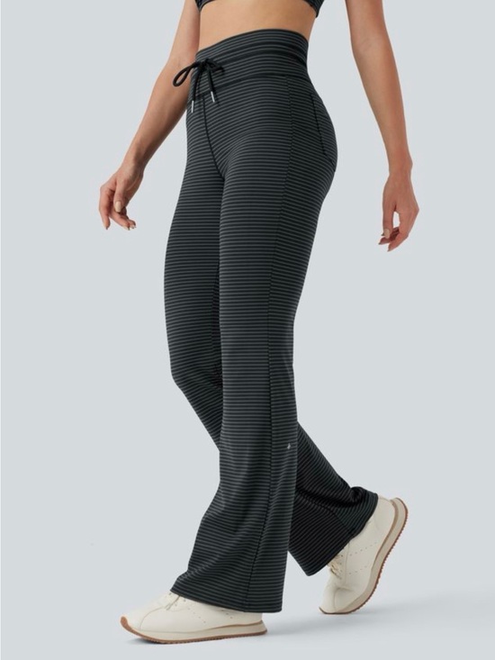 HALARA Pants - Halara Size XL High Waisted Drawstring Stripe Flare Yoga Pants with Pockets